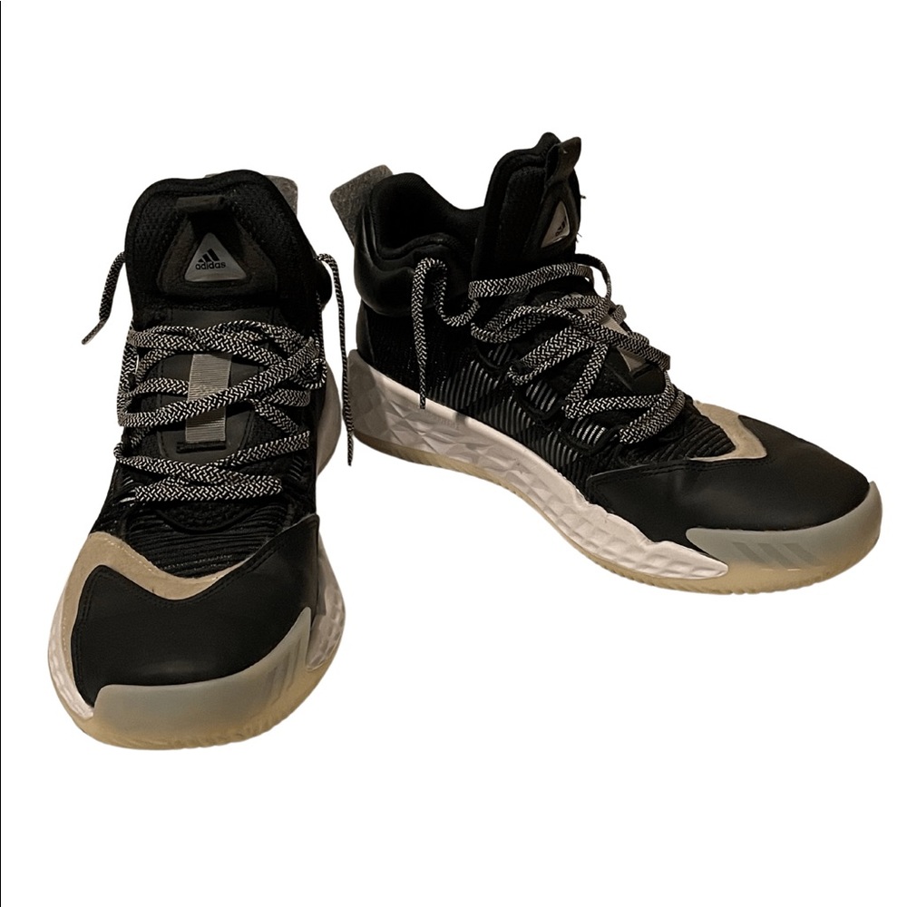Adidas Pro Boost Mid Basketball Shoe, 8, Black and White